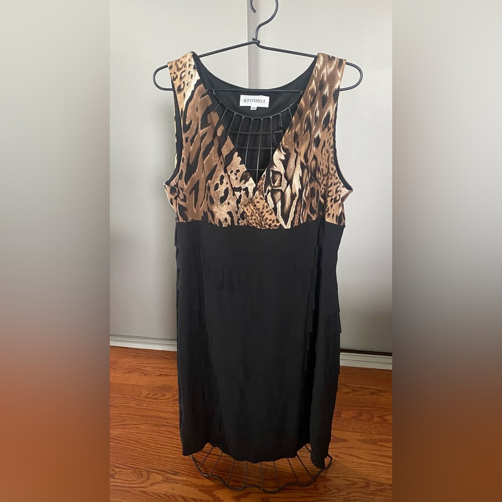 Studio One Black and Animal Print Dress